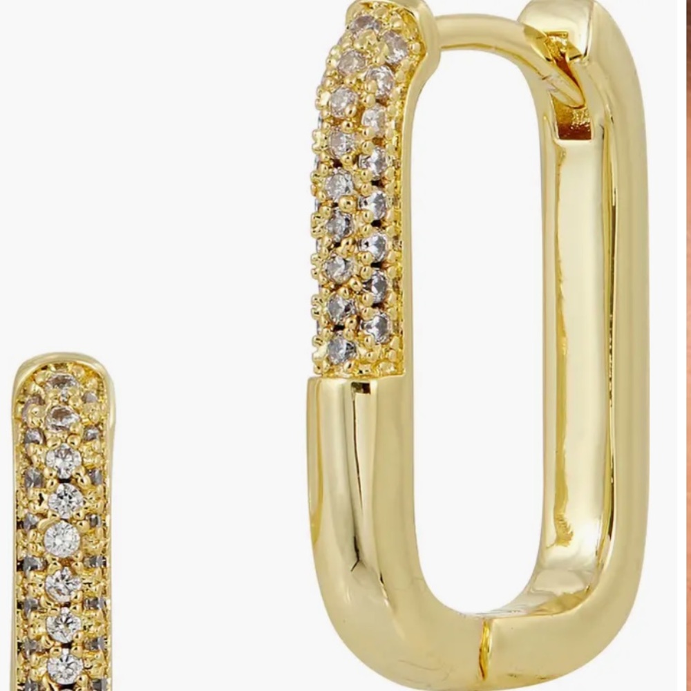 Savvy Cie Pave Cubic Zirconia Link Hoop Earrings